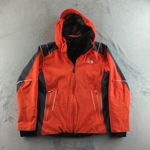 The North Face Ski Jacket Mens Medium Orange Gray Full Zip Hooded HyVent Outdoor
